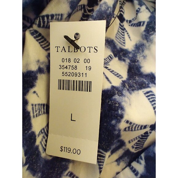 Talbots Blue Tie-Dye Diamond Poplin Fit and Flare Skirt Pockets - Large NWT - Picture 7 of 7